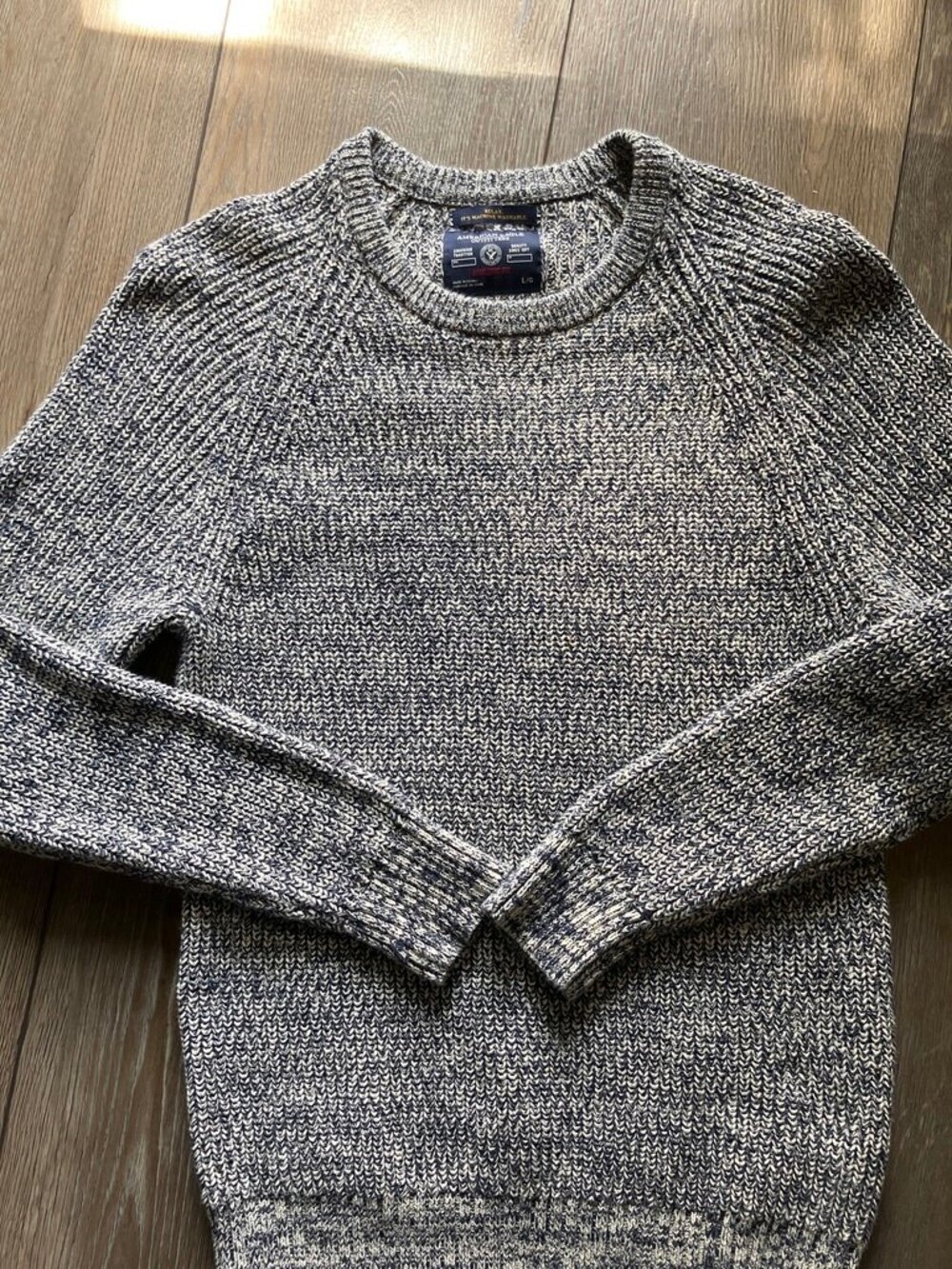 Men's American Eagle Outfitters 100% Cotton Sweater in Navy Tweed Size L
